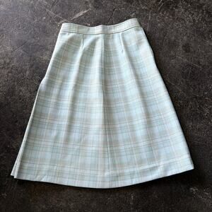 Vintage Jack Winter Wool Skirt Womens 10 Blue Plaid Side Zip Talon 70s Cottage
